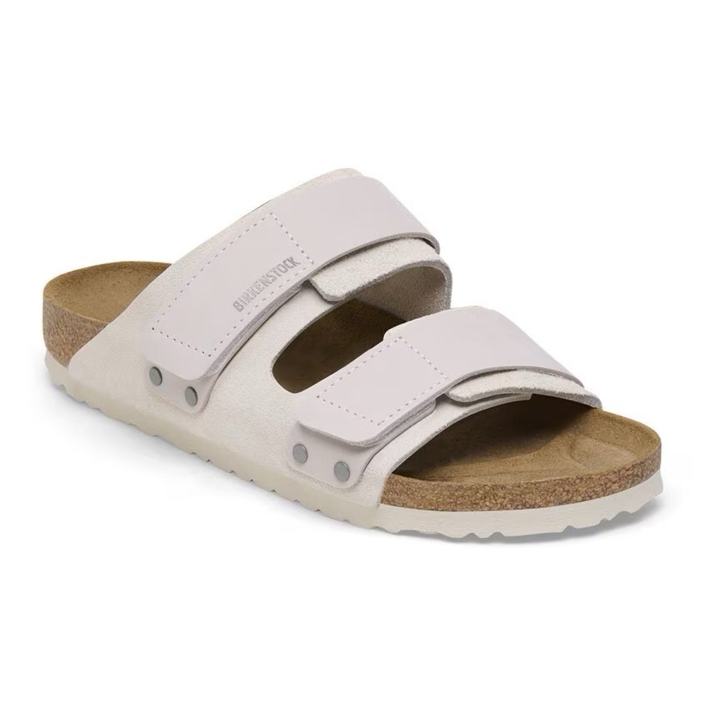 Birkenstock Uji Nubuck-Suede Leather Sandals, Antique White